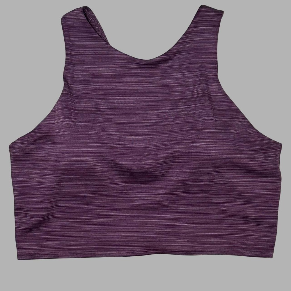 Athleta Purple Space Dye Stripe Cropped Sports Bra Women's XL Racerback Padded